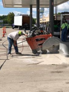 Concrete Slab Sawing in action Fine Cut Concrete Drilling and Sawing LLC