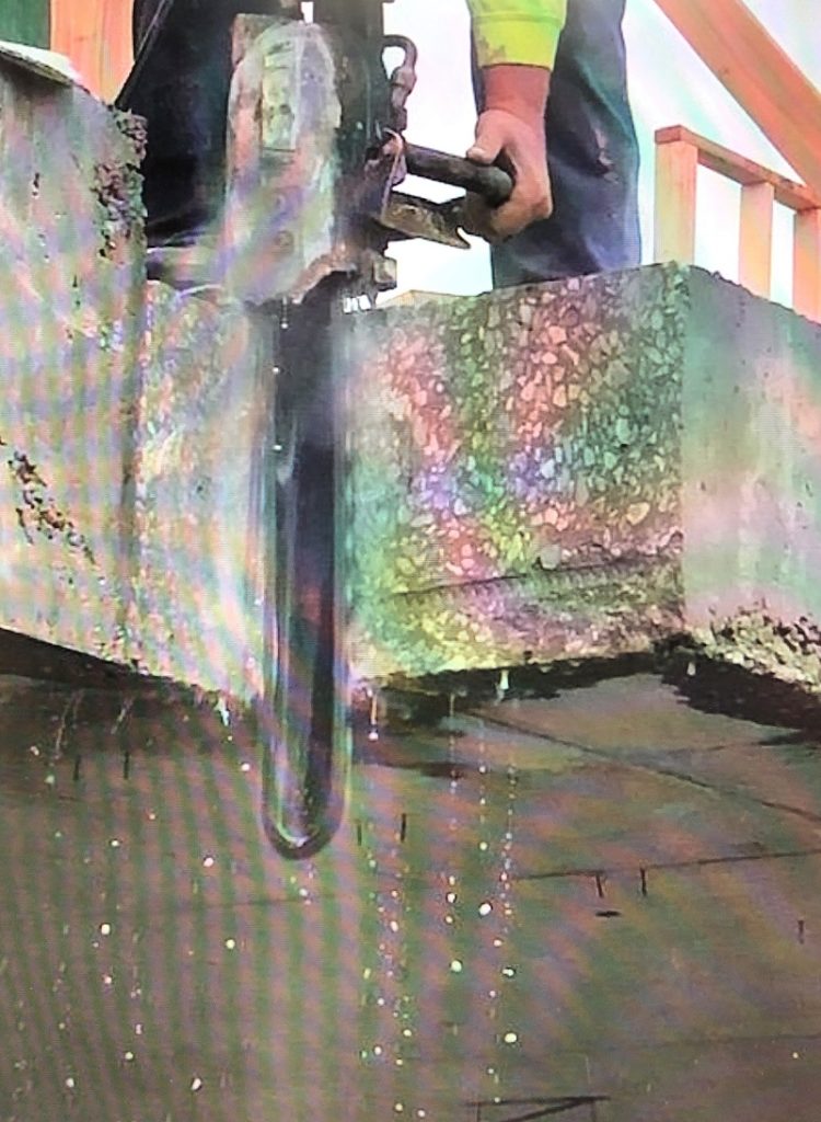 Concrete chain sawing is done professionally by Fine Cut's team