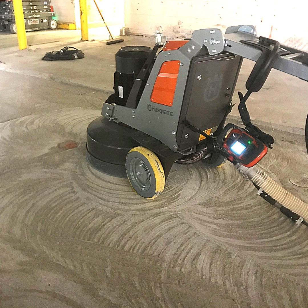 concrete grinding and polishing machine in action
