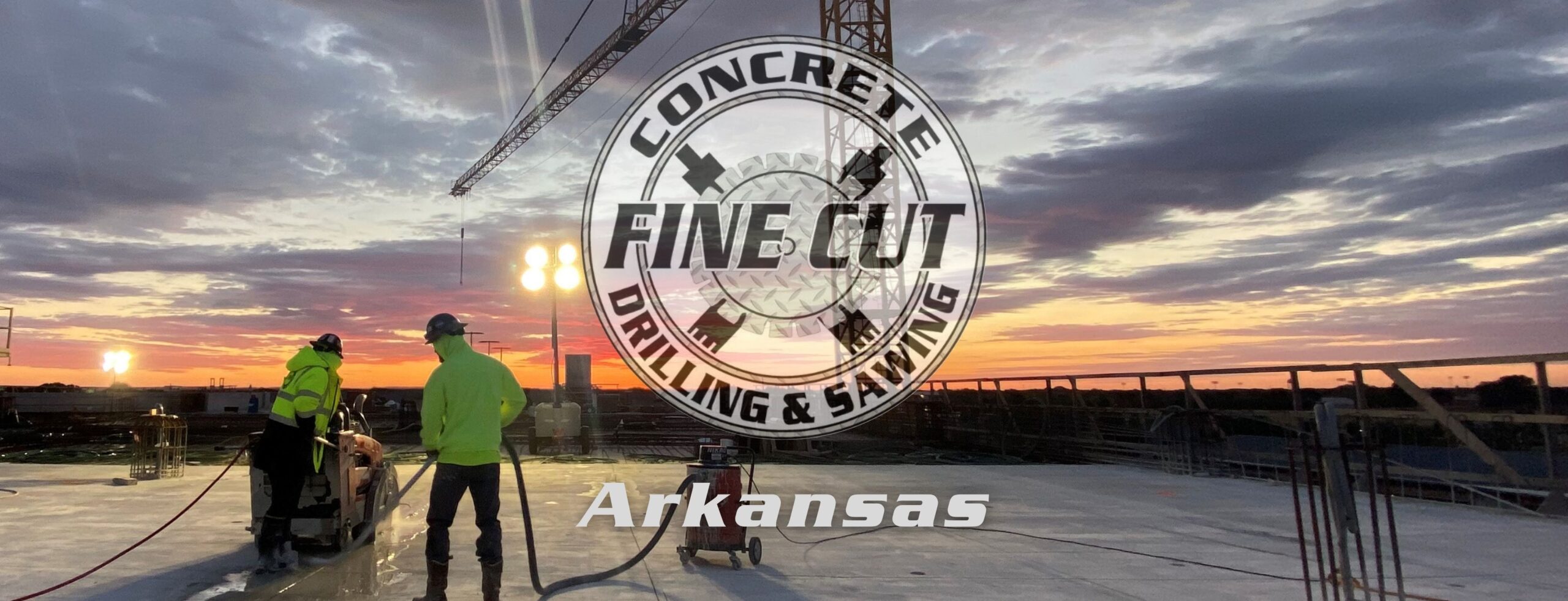 concrete cutting bentonville arkansas cover page image with sunset in background